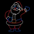 LED Neon Strip Light Waving Santa Christmas Decoration - Lighted Sign - Multi-Color - 38 Inch