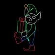 LED Neon Strip Light Elf With Gift Christmas Decoration - Lighted Sign - Multi-Color - 38 Inch