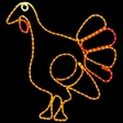 LED rope light turkey lighted sign lit up with dark background