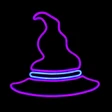 LED Neon Strip Light Halloween Witch Hat Decoration - Lighted Sign - Purple and Blue - 20 Inch