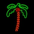 LED Neon Strip Light Palm Tree Decoration - Lighted Sign - Green, Orange, and Red - 23 Inch