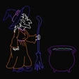 LED Neon Strip Light Witch with Cauldron Halloween Decoration - Animated Lighted Sign - 96 Inch