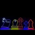 LED Neon Strip Light Cemetery with Flying Ghost Halloween Decoration - Animated Lighted Sign - Multi-Color - 144 Inch