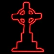 LED Neon Strip Light Tombstone With Celtic Cross Halloween Decoration - Lighted Sign - Red - 48 Inch