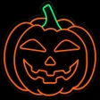 LED Neon Strip Light Jack-O-Lantern Halloween Decoration - Lighted Pumpkin Sign - Orange and Green - 24 Inch