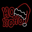 Ho, ho, ho and Santa's hat LED neon strip light sign backed on plexiglass