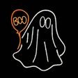LED Neon Strip Light Ghost with BOO Balloon - Lighted Sign - Cool White & Orange - 26 Inch