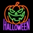 LED Neon Strip Light Jack-O'-Lantern Halloween - Lighted Sign - Orange, Green, & Purple - 28 Inch