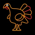 LED neon strip light turkey lighted sign lit up with dark background