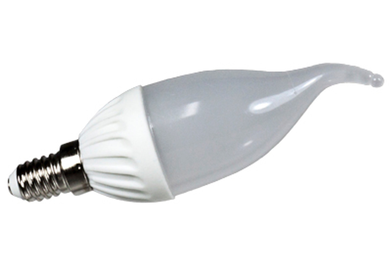 White 3w LED Frosted Flame Tip Candle Light Bulb - Base - Birddog Lighting