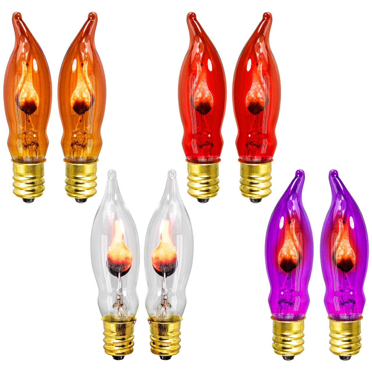 Pkg/10 Flicker Flame Light Bulb Dances with a Flickering Orange Glow 
