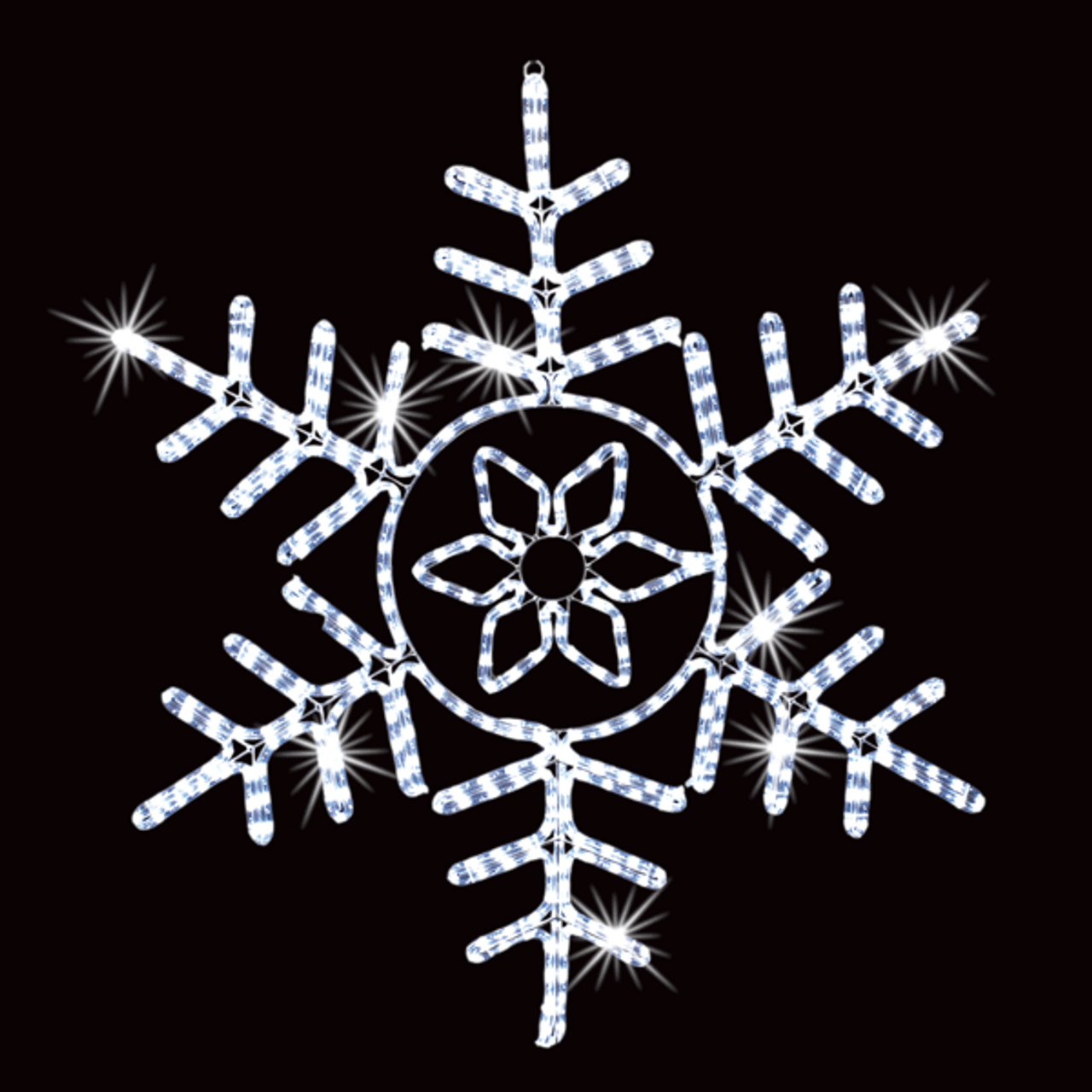 LED Rope Light Snowflake Motif - Twinkling Lighted Silhouette - Cool White - 36 inch - Birddog Lighting