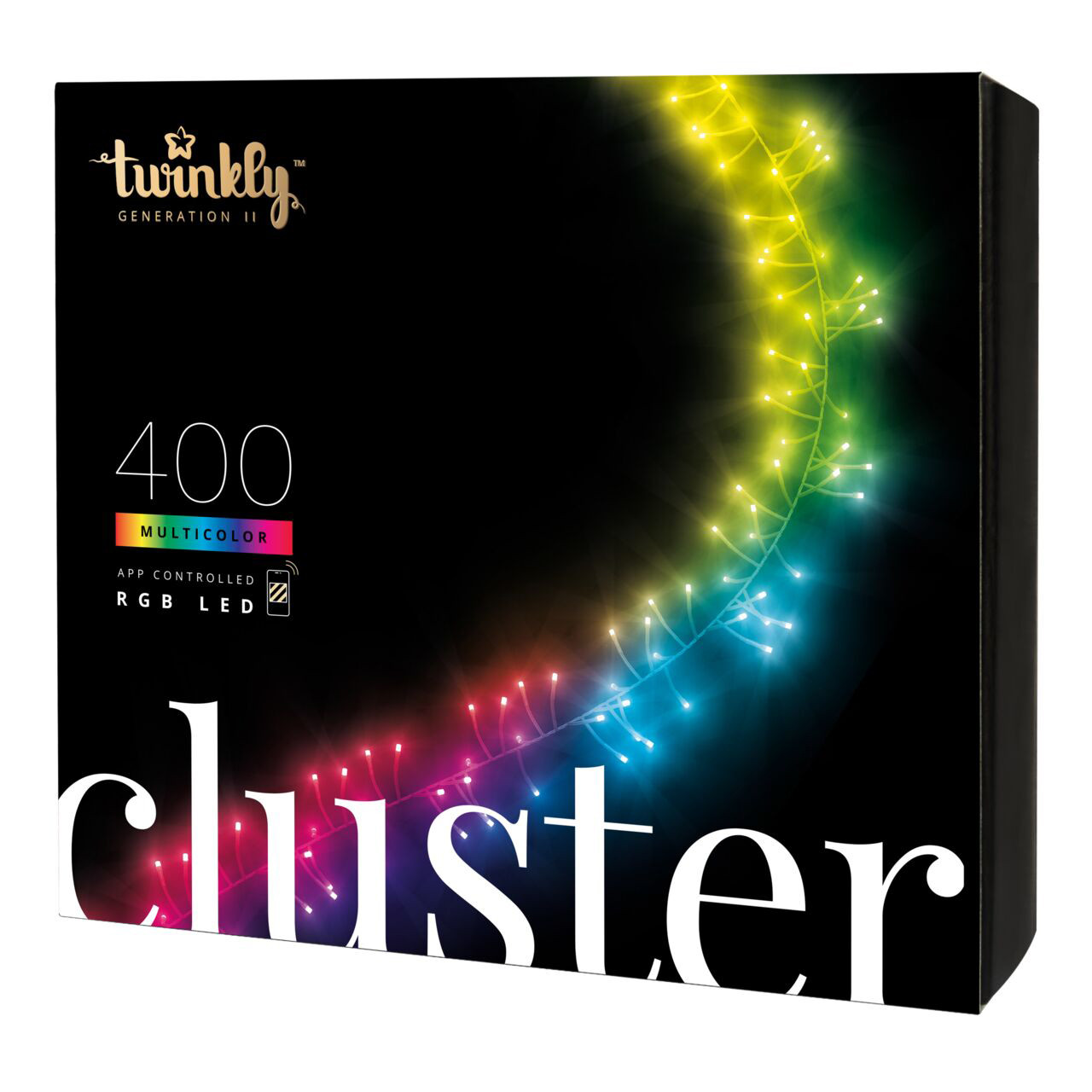 Twinkly Smart Lights - 400 LED RGB Multicolor Chasing Light String Cluster - Generation II - BT-Wifi - 19.5 Feet - Thumbnail 2