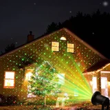 red/green moving laser light projector with rf remote in use