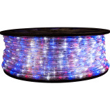 148' Red White & Blue LED rope light spool. 120 Volts. Brilliant Brand. 1/2" diameter.