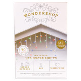 70 led icicle set - Multi Colored with white wire