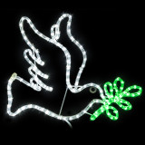 21 inch cool white and green led rope light dove with 5 olive branch motif