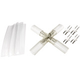 1/2 inch rope light x-connector with power connectors and heat shrink sleeves