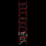 Rope Light Santa Climbing Ladder Christmas Decoration - Animated Lighted Sign - Multi-Color - 108 Inch