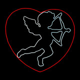LED Neon Strip Light Cupid, Heart, and His Bow Valentine's Day Decoration - Lighted Sign - Cool White and Red - 33 Inch