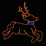 LED Rope Light Rudolph Reindeer Christmas Decoration - Lighted Sign - Yellow, Blue, and Red - 48 Inch