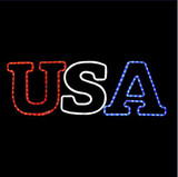 LED Rope Light Patriotic USA Decoration - Animated Lighted Sign - Red, Cool White, and Blue - 36 Inch
