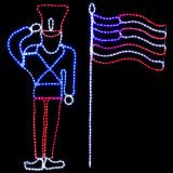 LED Rope Light Patriotic Saluting Soldier with American Flag Decoration - Lighted Sign - Red, Cool White, and Blue - 60 Inch