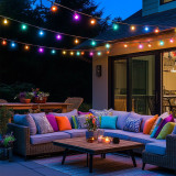 50 Foot  Hanging Mount LED Bistro Deck Patio Light Set - Color Changing RGB + Warm White