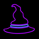 LED Neon Strip Light Halloween Witch Hat Decoration - Lighted Sign - Purple and Blue - 20 Inch