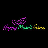 LED Neon Strip Light Happy Mardi Gras Decoration - Lighted Sign - Purple Green and Gold- 35 Inch