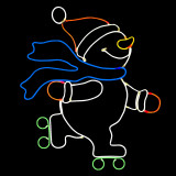 LED Neon Strip Light Roller Skating Snowman Christmas Decoration - Lighted Sign - Multi-Color - 27.5 Inch