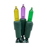 Mardi Gras Purple, Green, & Gold M5 LED String Lights - 70 Bulb Mini Light Set - 23.5 Feet