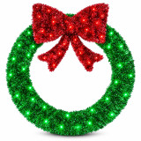 Giant 3D Pre-Lit LED Christmas Wreath with Bow - Lighted Display - 36 Inch or 48 Inch