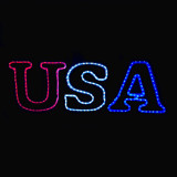 LED Rope Light Patriotic USA Decoration - Lighted Sign - Red, Cool White, and Blue - 48 Inch