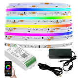 RGB+WW LED Strip Lights - Addressable Color Changing Chasing & Warm White WS2814 IC - 24 Volt - Dotless FCOB - Indoor Use (IP30) - 16.4 Foot Bundle