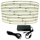 Warm White LED Strip Light - 24 Volt - High Output FCOB - Outdoor Use (IP65) - 16.4 Foot Bundle
