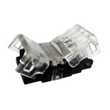 Waterproof 12V/24V LED strip light splice connector with clear locking cover for secure  wire connections.