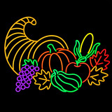 LED Neon Strip Light Cornucopia Thanksgiving Decoration - Lighted Sign - Orange and Red - 31 Inch