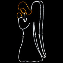 LED Rope Light Life-Size Standing Angel Christmas Decoration - Lighted Sign - White And Yellow - 72 Inch