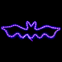 32 inch purple led rope light Halloween bat LED sign lit up with dark background