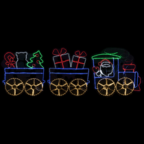 LED Rope Light Santa Train Christmas Decoration - Animated Lighted Sign - Multi-Color - 132 Inch