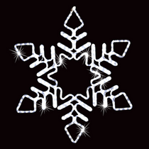 LED Rope Light Snowflake Decoration - Twinkling Lighted Sign - Cool White - 30 Inch