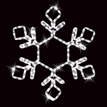LED Rope Light Twinkling Snowflake Decoration v2 - Lighted Sign - Cool White - 18 Inch