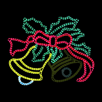 LED Rope Light Ringing Bells Christmas Decoration - Animated Lighted Sign - Multi-Color - 47 Inch