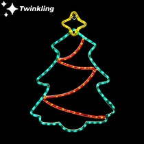 24 inch green red and yellow led rope light christmas tree motif with twinkling garland