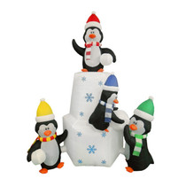 8 Foot Penguins on Iceberg Christmas Inflatable - LED Lighted Yard Display