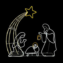 LED Rope Light Nativity Scene Decoration - Animated Lighted Sign - Cool White, Warm White, and Yellow - 38 Inch