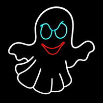 LED Neon Strip Light Halloween Ghost Decoration - Lighted Sign - Cool White, Blue, and Red - 24 Inch