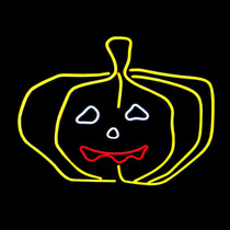 LED Neon Strip Light Halloween Pumpkin Decoration - Lighted Sign - Yellow, Red, and Cool White - 24 Inch