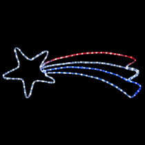 LED Rope Light Patriotic Shooting Star Decoration - Lighted Sign - Red, Cool White, and Blue - 37.5 Inch